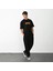 Unisex Bisiklet Yaka Baskılı Oversize T-Shirt - Siyah 2
