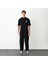 Bisiklet Yaka Baskılı Oversize T-Shirt - Siyah 1
