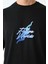 Unisex Bisiklet Yaka Baskılı Oversize T-Shirt - Siyah 2