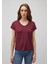 V Yaka Bordo Basic Viskoz Tişört 167714-70393 3