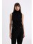 Siyah Regular Fit Balıkçı Yaka Kolsuz Basic Düz Triko Kazak U8250AZ24AU 3