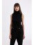 Siyah Regular Fit Balıkçı Yaka Kolsuz Basic Düz Triko Kazak U8250AZ24AU 4