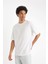 Comfort Regular Fit Rahat Kesim Bisiklet Yaka Kısa Kollu Ağır Kumaş Basic Düz Beyaz Tişört B4444AX24AU 3