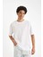 Comfort Regular Fit Rahat Kesim Bisiklet Yaka Kısa Kollu Ağır Kumaş Basic Düz Beyaz Tişört B4444AX24AU 4