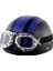Elektrikli Araba Kaskı Retro Harley Deri Kask Motosiklet Dört Mevsim Yarım Kask Yaz Kask Gözlük ile (Yurt Dışından) 1
