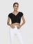 Kadın Siyah Short Top Çapraz Crop - 15230889 3