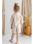 Bej Naturel Keten Beli Lastikli Bağcıklı Cepli Unisex Şort 3