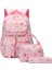Okullu Kız Okul Çantası Üç Parçalı Set Büyük Kapasiteli Sırt Çantası Pembe (Yurt Dışından) 1