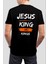 Jesus King Baskılı Siyah Unisex T-Shirt C976 1