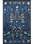 Lacivert Temalı Geleneksel Motif Çiçek Desenli Vintage Dekoratif Halı 1932 1