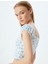 Crop Üst Fırfırlı Kısa Kollu Çiçek Desenli Kare Yaka Slim Fit 1