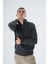 Erkek Antrasit Dik Yaka Fermuarlı Yarım Balıkçı Yün Triko Örme Kazak TRIST-5325 3