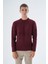 Erkek Bordo Bisiklet Yaka Linx Baklava Desenli Yün Triko Örme Kazak TRIST-5332 1