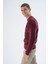 Erkek Bordo Bisiklet Yaka Linx Baklava Desenli Yün Triko Örme Kazak TRIST-5332 5