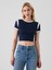 Kadın Lacivert Modern Rib Crop T-Shirt 1