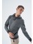 Erkek Antrasit Kamyon Yaka Jakarlı Üç Renkli Fermuarlı Yün Triko Örme Kazak TRIST-5340 4