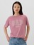 Kadın Pembe Organik Pamuk Gap Logo Oversized Boyfriend T-Shirt 1