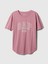 Kadın Pembe Organik Pamuk Gap Logo Oversized Boyfriend T-Shirt 2