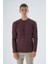 Erkek Bordo Bisiklet Yaka Saç Örgülü Yün Triko Örme Kazak TRIST-5324 1