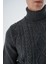 Erkek Antrasit Balıkçı Yaka Yürütme Saç Örgülü Yün Triko Örme Kazak TRIST-5336 3