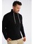 Siyah Erkek Boru Yaka Saç Örgülü Triko Yün Kazak TRIST-5322 5
