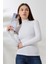 Yarım Balıkçı Yaka Uzun Kol Kaşkorse Bluz 20535 Beyaz 2