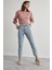 Heidi Kar Mavi Mom Jeans Likralı Yüksek Bel Mavi Kar Yıkamalı Mom Kot Pantolon Likralı Jean 1