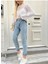 Yüksek Bel Mavi Mom Jeans Kar Yıkama Likralı Mom Jeans 2024 3
