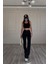 High Waist Flare Leg Full Length Stretch Black Jean 2