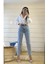 Vivien Mavi Mom Kot Pantolon Likralı Yüksek Bel Mavi Kar Yıkamalı Mom Jeans Kar Yıkama Boyfriend 1
