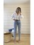 Vivien Mavi Mom Kot Pantolon Likralı Yüksek Bel Mavi Kar Yıkamalı Mom Jeans Kar Yıkama Boyfriend 4