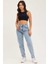 Zero Max Kar Yıkama Likralı Mom Jeans Mavi Esnek Kot Pantolon 1