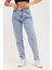 Zero Max Kar Yıkama Likralı Mom Jeans Mavi Esnek Kot Pantolon 2