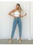 Kar Yıkama Comfort Mom Jean Pantolon-Mavi 3