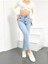 Buz Mavi Kar Yıkama Mom Jeans Likralı Yüksek Bel Kot PANTOLON2024 2