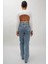 90's Kar Yıkama Mavi Likralı Süper Yüksek Bel Salaş Jeans Palazzo Pantolon 3