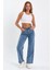 Indiana 90's Kar Yıkama Mavi Likralı Süper Yüksek Bel Wide Leg Salaş Jeans Palazzo Pantolon 1