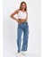 Indiana 90's Kar Yıkama Mavi Likralı Süper Yüksek Bel Wide Leg Salaş Jeans Palazzo Pantolon 2
