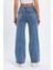 Indiana 90's Kar Yıkama Mavi Likralı Süper Yüksek Bel Wide Leg Salaş Jeans Palazzo Pantolon 3
