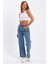 Indiana 90's Kar Yıkama Mavi Likralı Süper Yüksek Bel Wide Leg Salaş Jeans Palazzo Pantolon 4