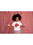 Kız Çocuk Pamuk Büyük Mantar Baskılı Kısa Kol Tshirt 1