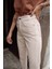 Yüksek Bel Bej Rengi Mom Jeans Likralı Esnek Kot Pantolon 2
