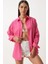 Oversize Basic Gömlek Koyu Pembe 2