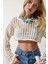 Delikli Mevsimlik Crop Triko Bluz Krem 1