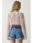 Delikli Mevsimlik Crop Triko Bluz Krem 5