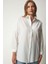 Oversize Basic Gömlek Ekru 3