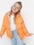 Çocuk Su ve Rüzgar Geçirmez Kapüşonlu Coat Şişme Mont_oranj 1