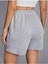Penye Şort - Gri Basic Kısa Baskısız Kordonsuz 2