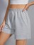 Penye Şort - Gri Basic Kısa Baskısız Kordonsuz 3