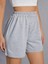Penye Şort - Gri Basic Kısa Baskısız Kordonsuz 4